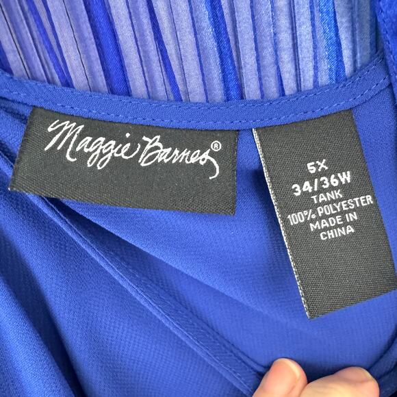 Maggie Barnes Womens Pleated Blouse Tank Set Size 5X Flowy Sheer Classic Blue - Picture 4 of 7